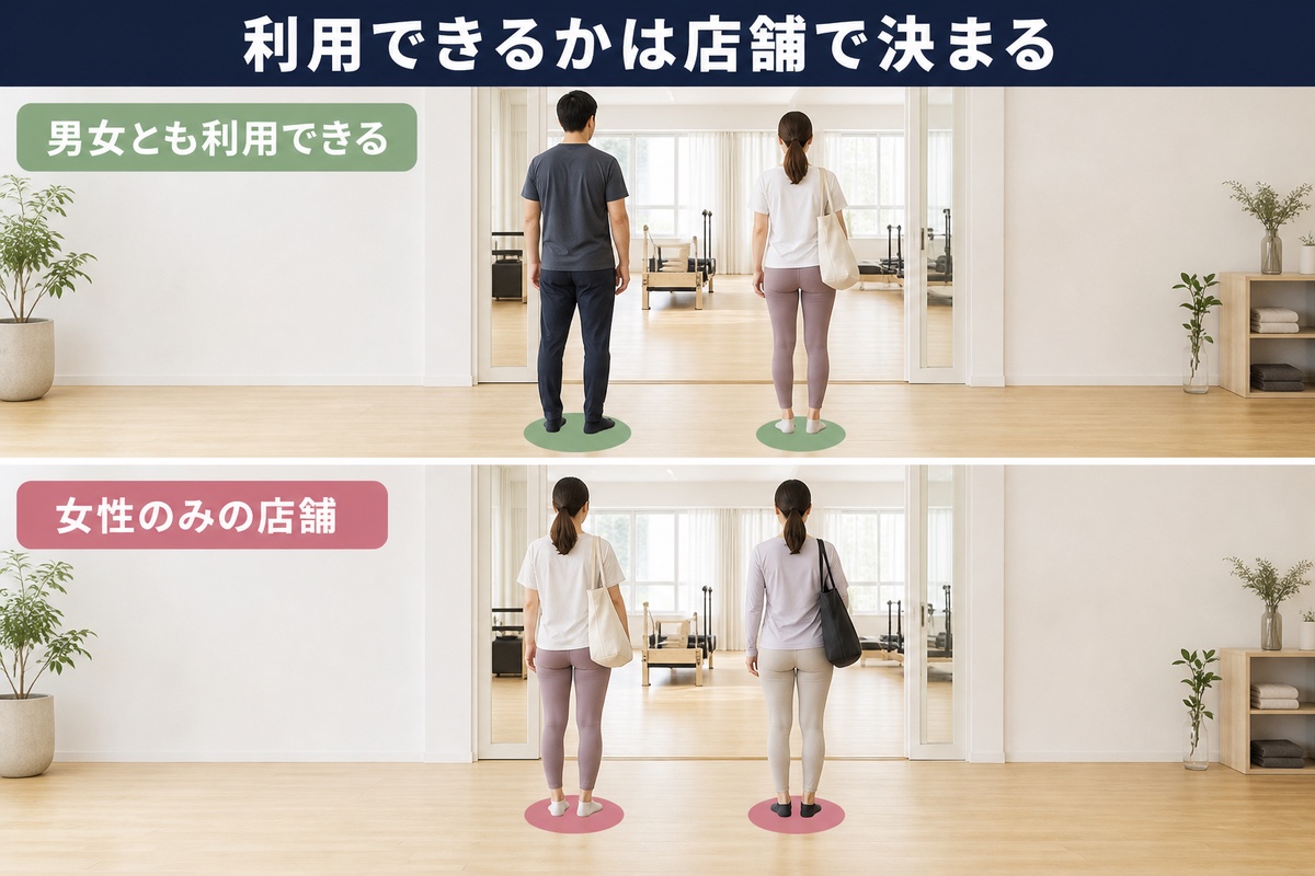 男性が通えるかどうかは店舗で決まる。利用条件を先に確認する