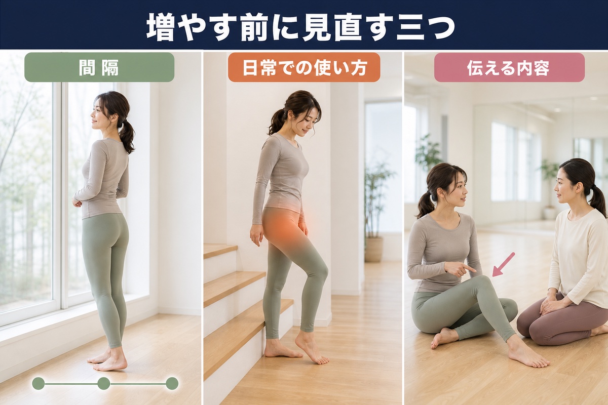 頻度を変える前に見直す3つ。間隔、日常での使い方、伝えている内容