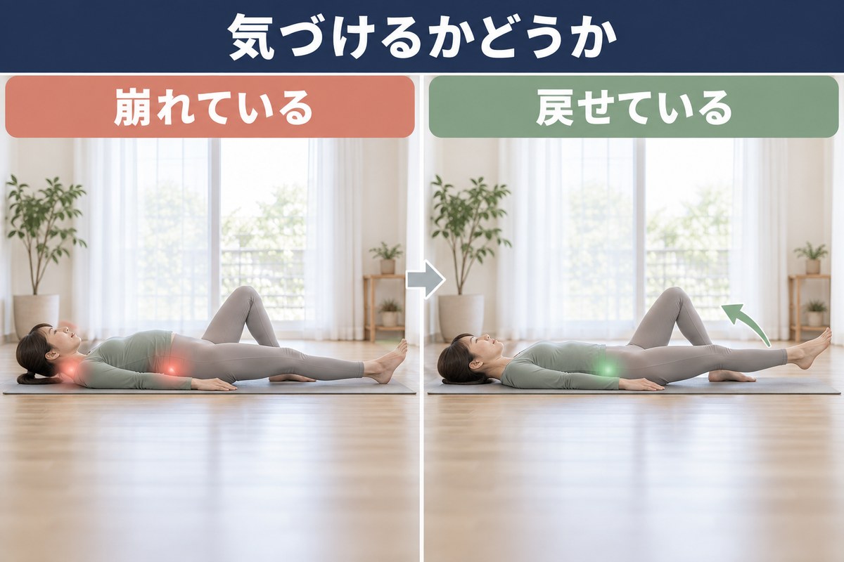 自宅で崩れやすい形と、気づいて直した形の対比