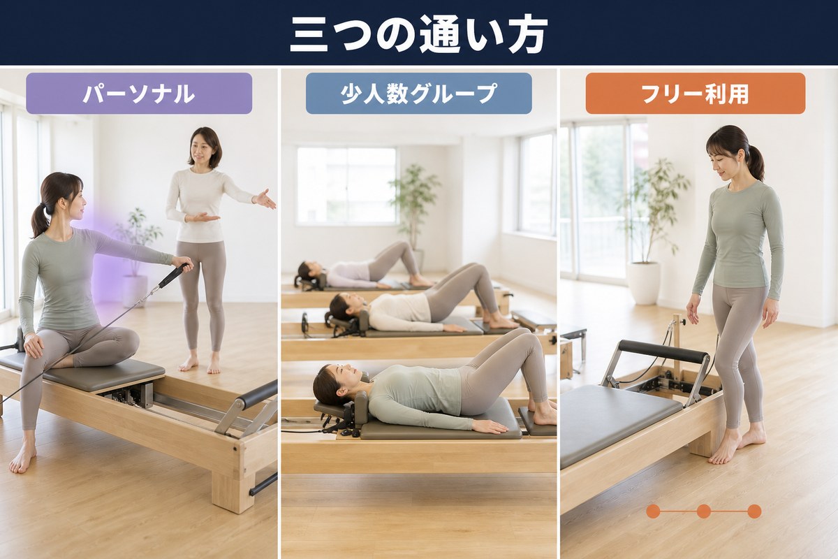 3つの通い方。パーソナル、少人数グループ、フリー利用