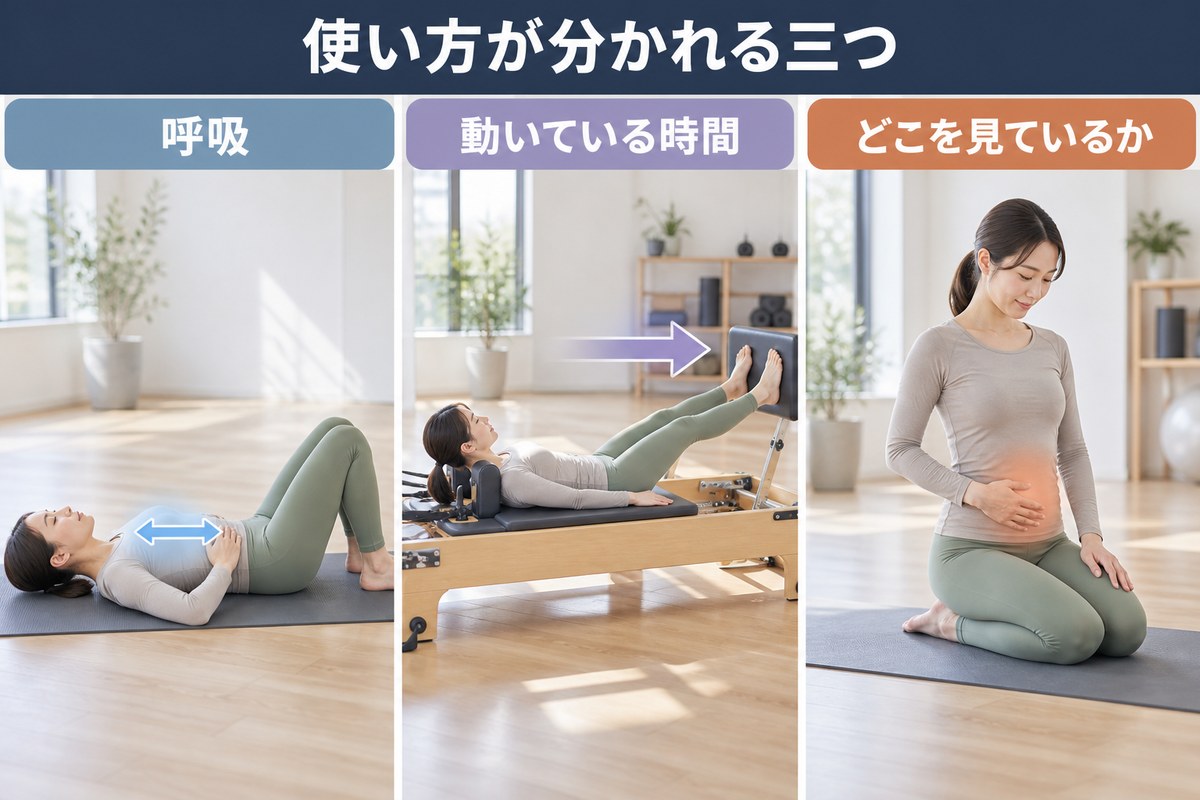 身体の使い方の違い。呼吸、動いている時間、意識を向ける場所の3つで分かれる