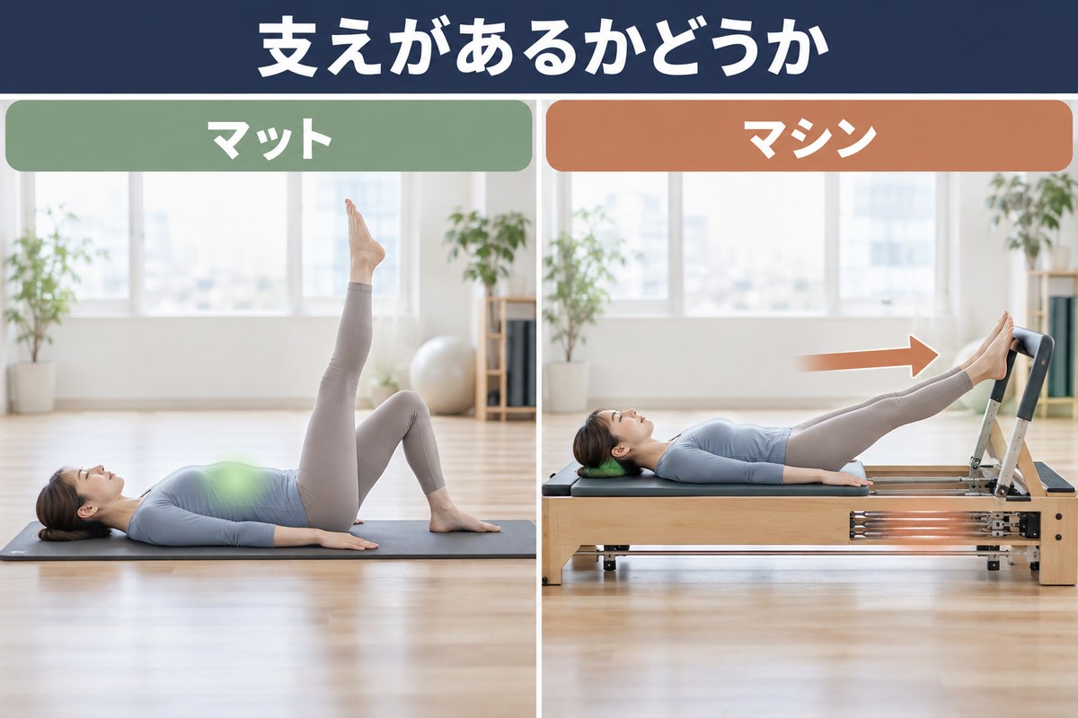 マットで行う形と、マシンで行う形の対比